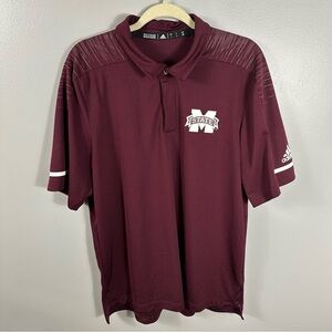 Adidas Mississippi State Bulldogs Burgundy Performance Polo Shirt Men’s Large
